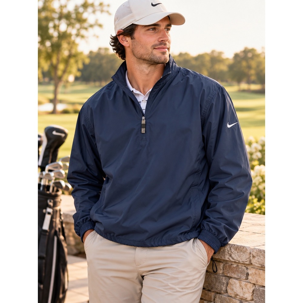 Nike Golf Clima-FIT Mens Large Navy Blue Quarter Zip Windbreaker Pullover